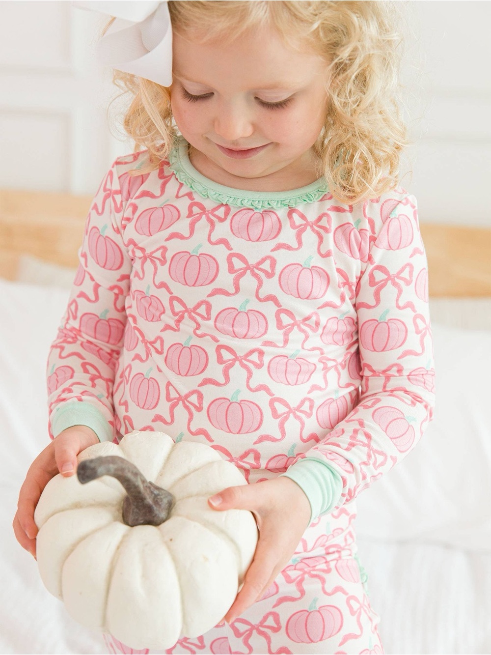 Rufflebutts Girls Pink Pumpkin Bows Pajama Set 12-18 18-24 months 2T 3T 4T